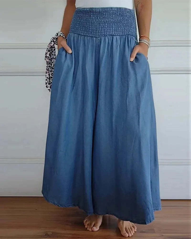 Jupe-culotte large femme, élégante et confortable, idéale pour le printemps-été.