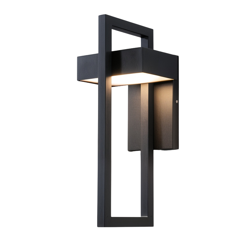 Applique murale LED moderne noire pour extérieur, jardin et terrasse, design élégant.