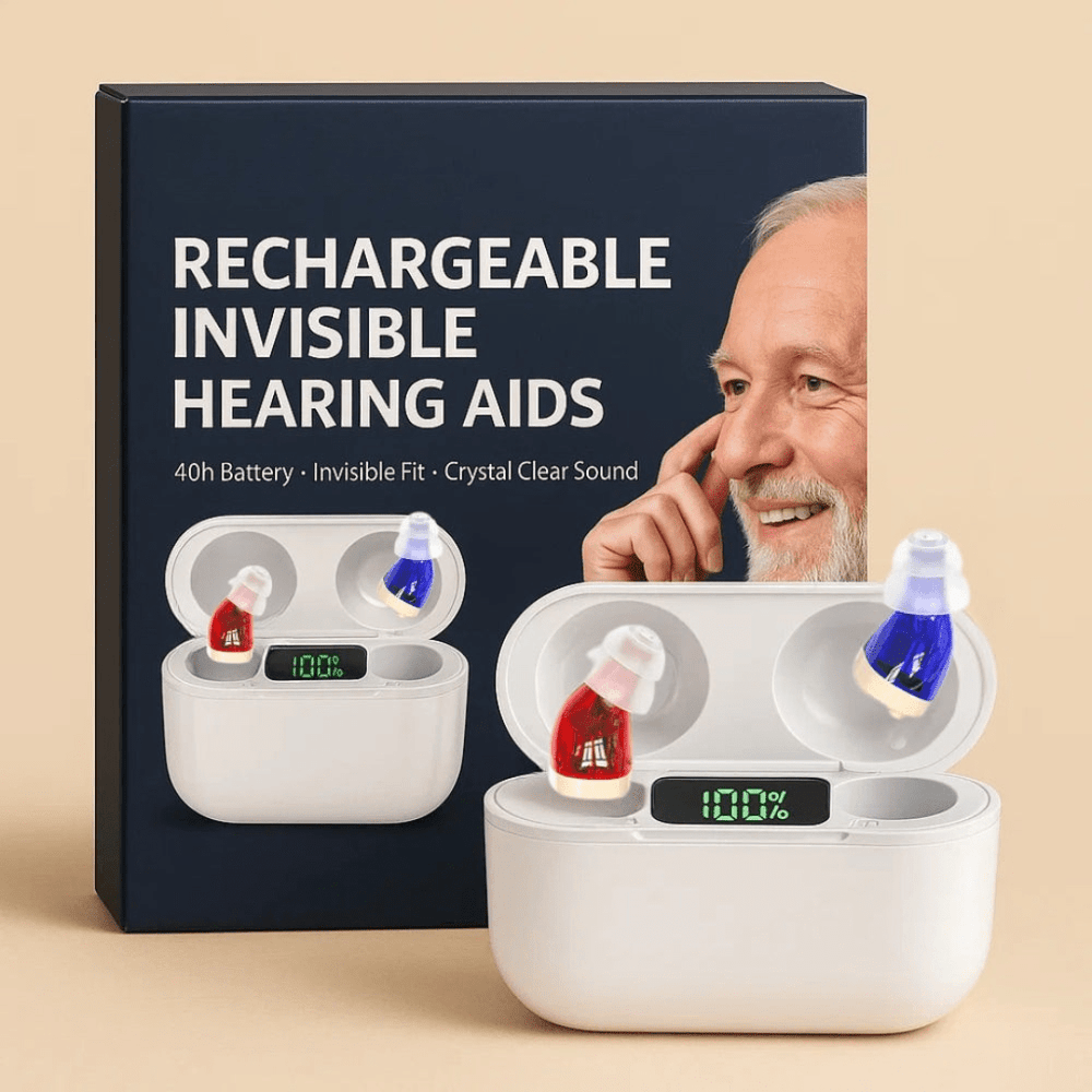 Aide auditive invisible rechargeable, ultra-confortable pour hommes et femmes, améliore l'audition.
