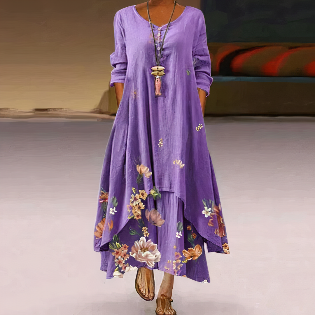 Robe femme chic avec détails raffinés, parfaite pour printemps/été, look mode féminine.