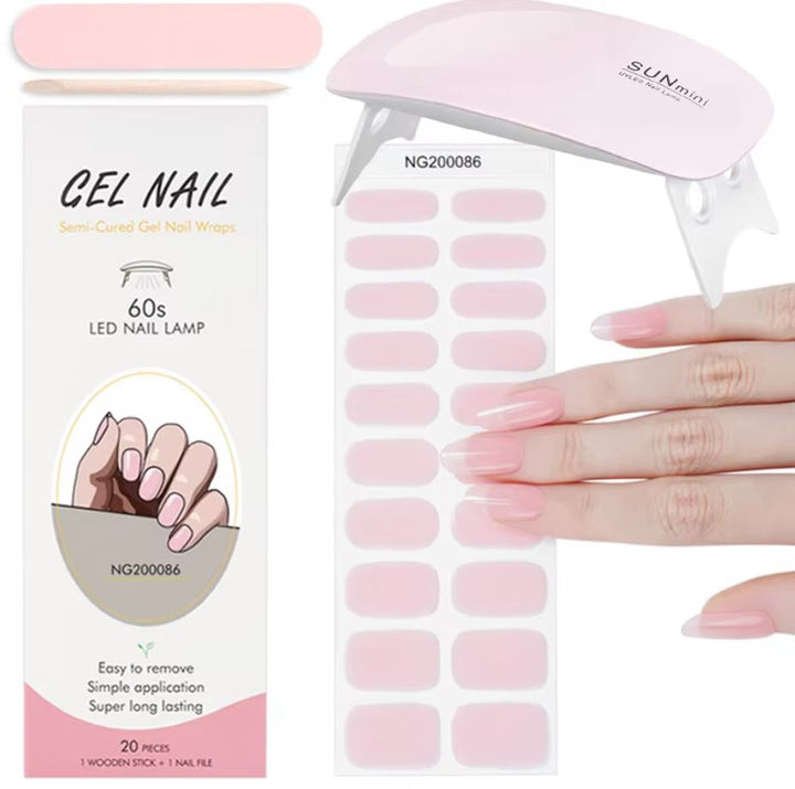 Autocollants ongles gel UV pour femmes, manucure facile & durable à la maison. Kit beauté complet.