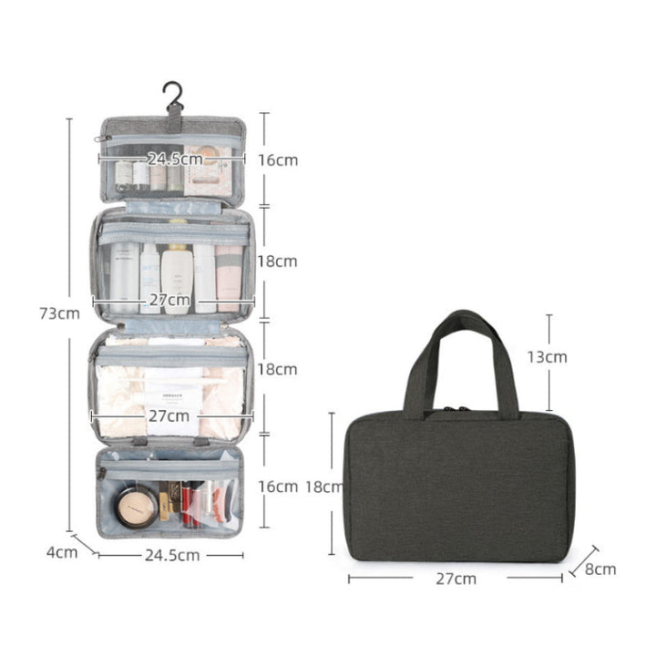 Organisateur de voyage compact et étanche pour cosmétiques, parfait pour hommes et femmes.