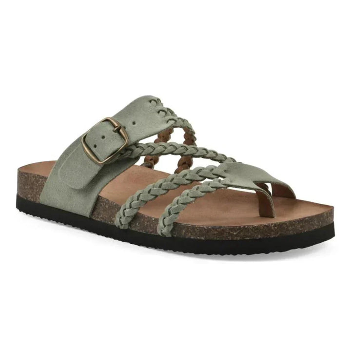 Profil élégant des sandales orthopédiques femme, style bohème pour l'été, assurant confort et maintien.