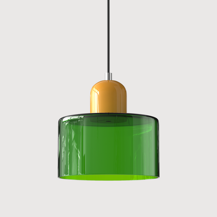 Luminaire suspendu Lumisio, style Bauhaus pour salon, ambiance moderne et chaleureuse.