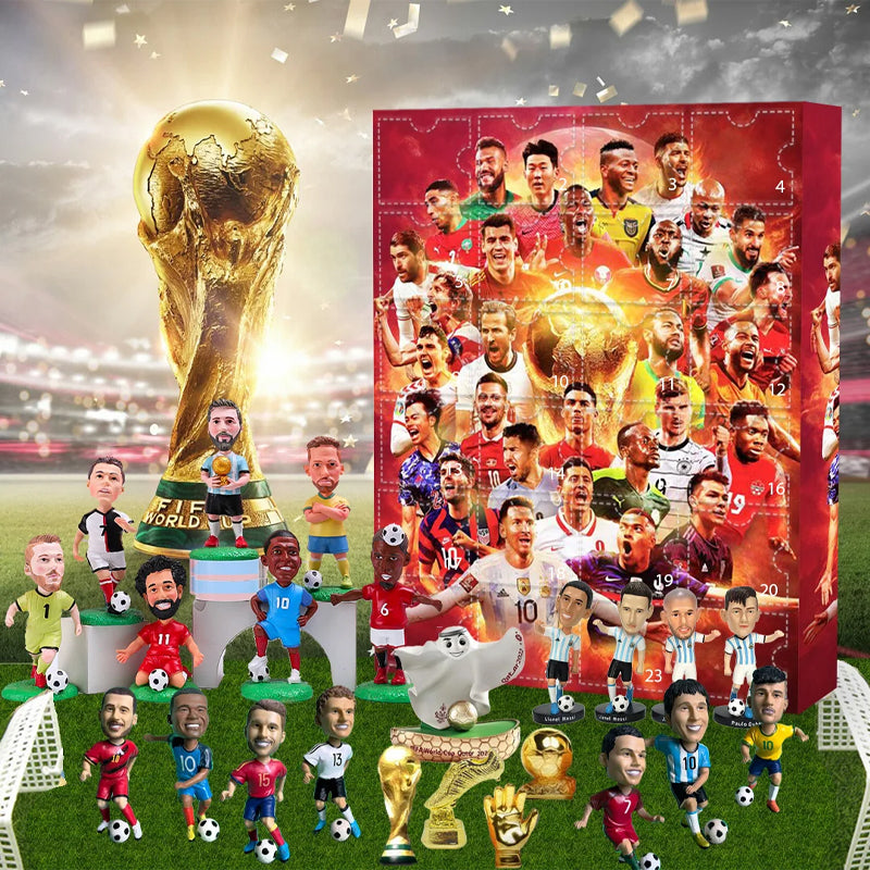 Calendrier de l'Avent Football 2025 avec 24 surprises, idéal cadeau Noël pour fans de sport et enfants.