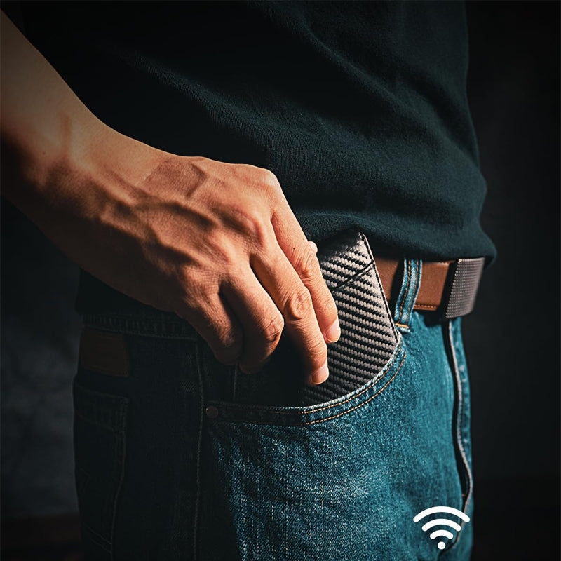 Cadeau homme : portefeuille en cuir véritable anti-RFID, design fin et élégant.