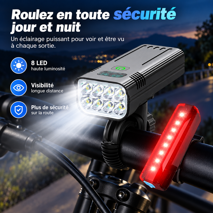 Feu arrière vélo LED rechargeable USB, améliore la sécurité cycliste et la visibilité pour rouler de nuit.