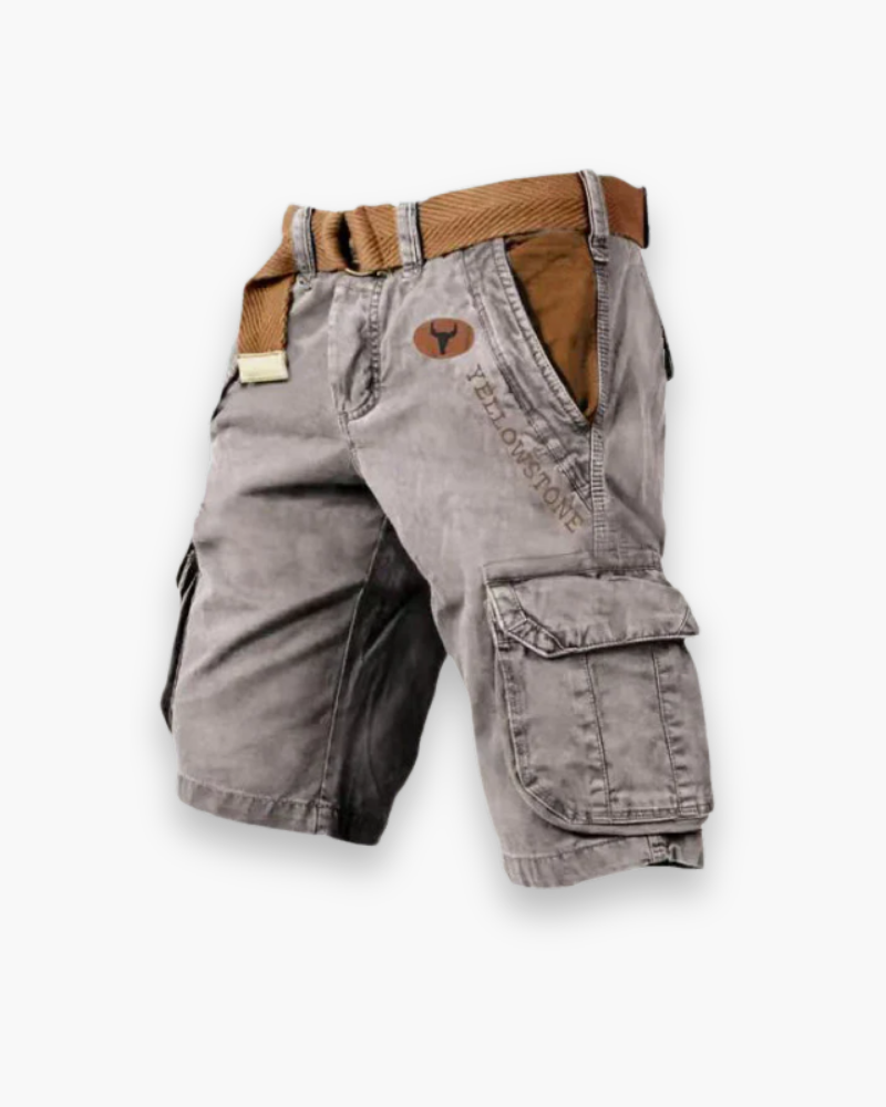 Short cargo homme gris robuste et confortable pour l'été. Parfait pour un style décontracté et loisirs.