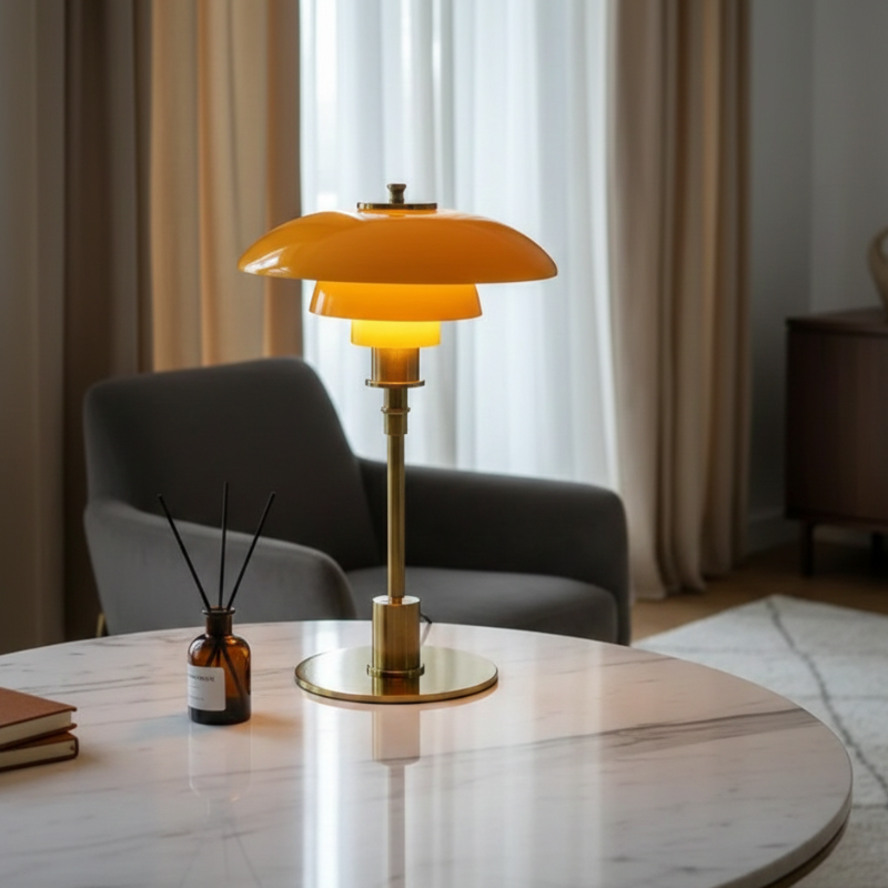 Lampe de table LED nordique minimaliste pour salon, design moderne en verre et métal.