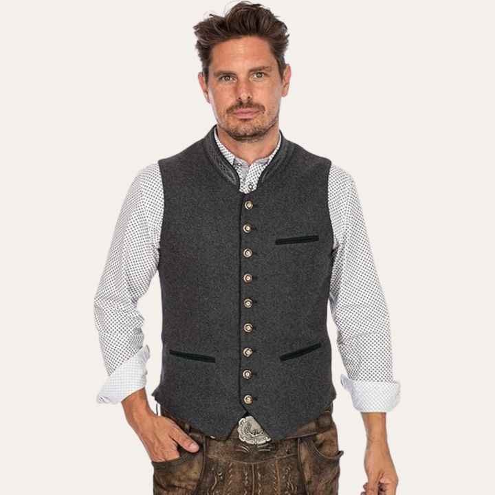 Gilet homme sans manches, style vintage élégant. Vêtement polyvalent pour mode masculine, parfait pour toute occasion.