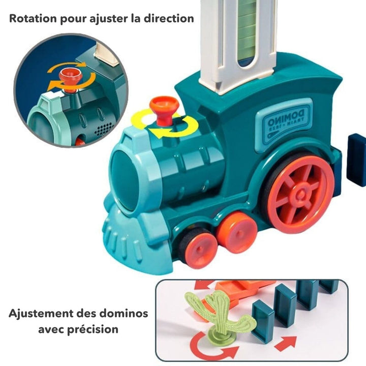Cadeau idéal pour enfant, un train domino automatique qui encourage la motricité et le jeu créatif.