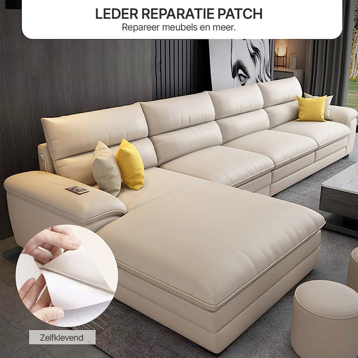 Réparation rapide des accroc: patch cuir PU autocollant pour meubles et fauteuils en cuir.