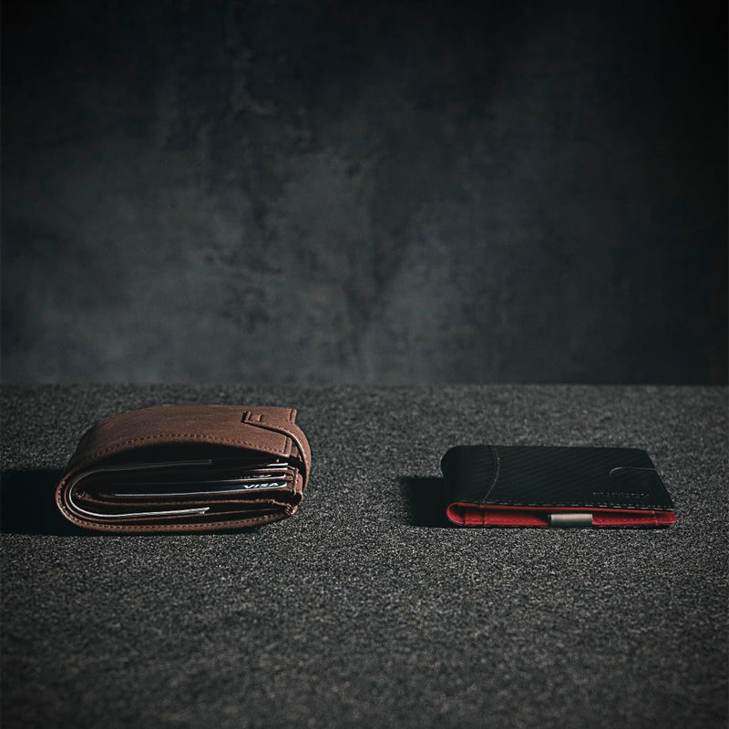 Portefeuille cuir homme ultra-mince avec blocage RFID, parfait pour poches discrètes.