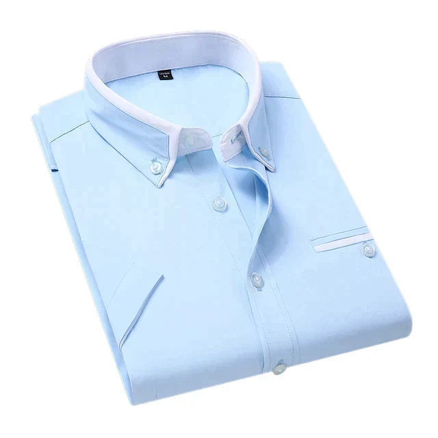 Chemise homme Victor boutonnée à manches courtes, vêtement confortable, parfait pour l'élégance décontractée.