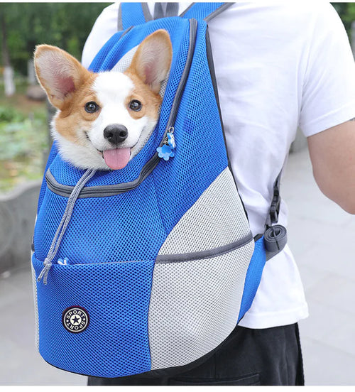 Sac à dos de transport confortable pour chien, idéal pour les voyages, randonnées et balades sécurisées.