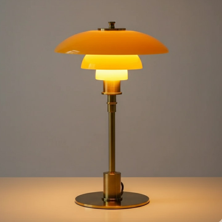 Lampe de table scandinave LED minimaliste pour chevet ou bureau, design moderne et épuré.