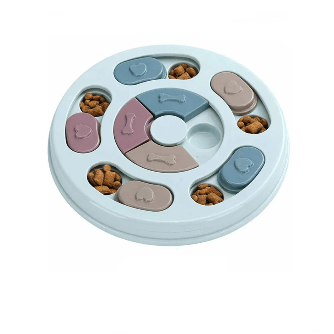Puzzle distributeur de friandises durable pour chiots et chiens, encourage l'alimentation lente et le jeu éducatif.