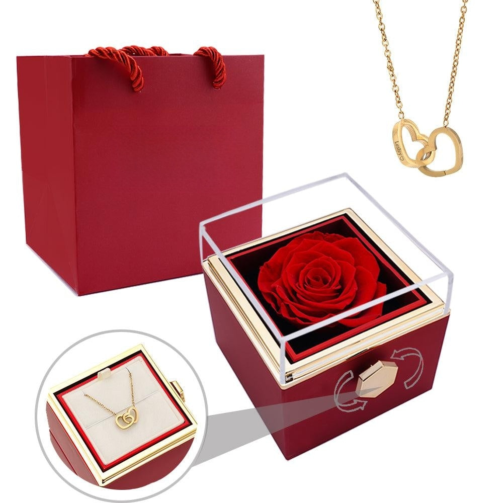 Rose éternelle rouge Amor's Bloemenbox dans boîte cadeau gravée, cadeau personnalisé Saint-Valentin.