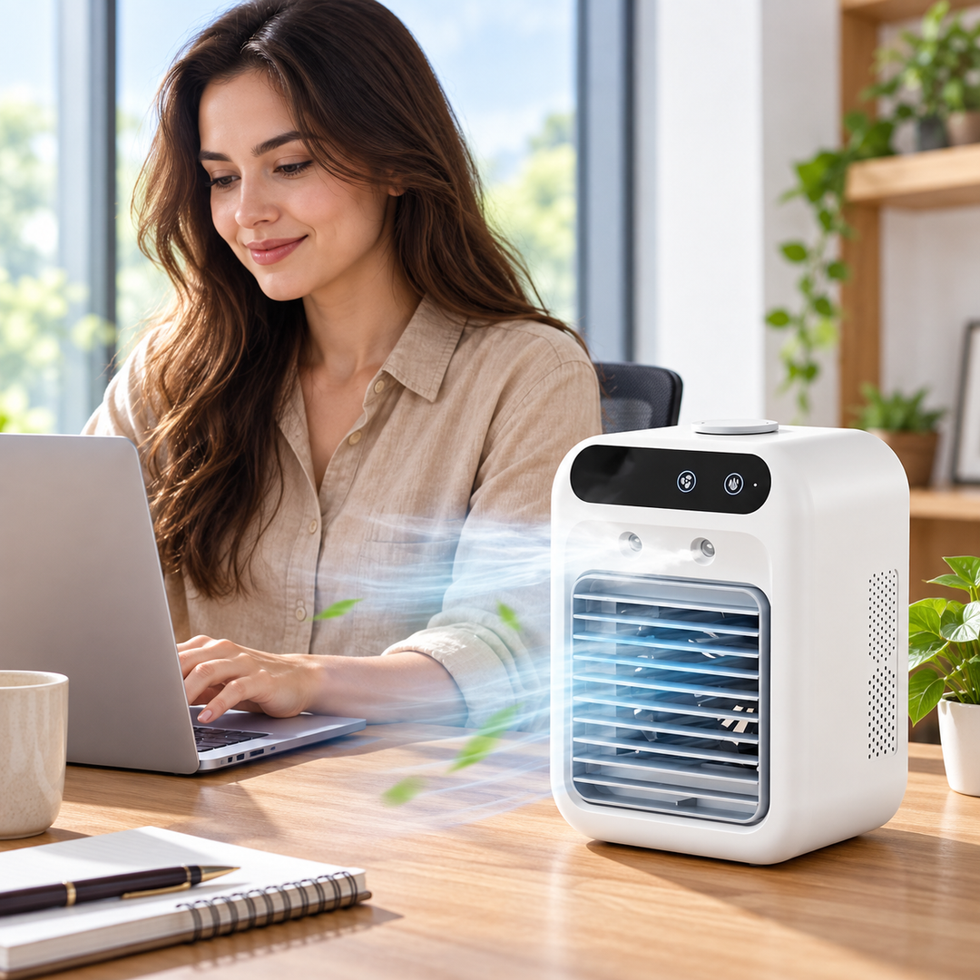 Rafraîchisseur d'air multifonction USB: ventilateur, humidificateur, usage personnel et bureau.