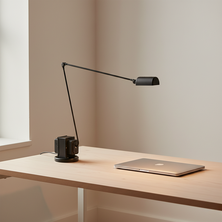 Lampe de bureau LED PivotLamp moderne, bras ajustable pour éclairage de tâche et lecture.