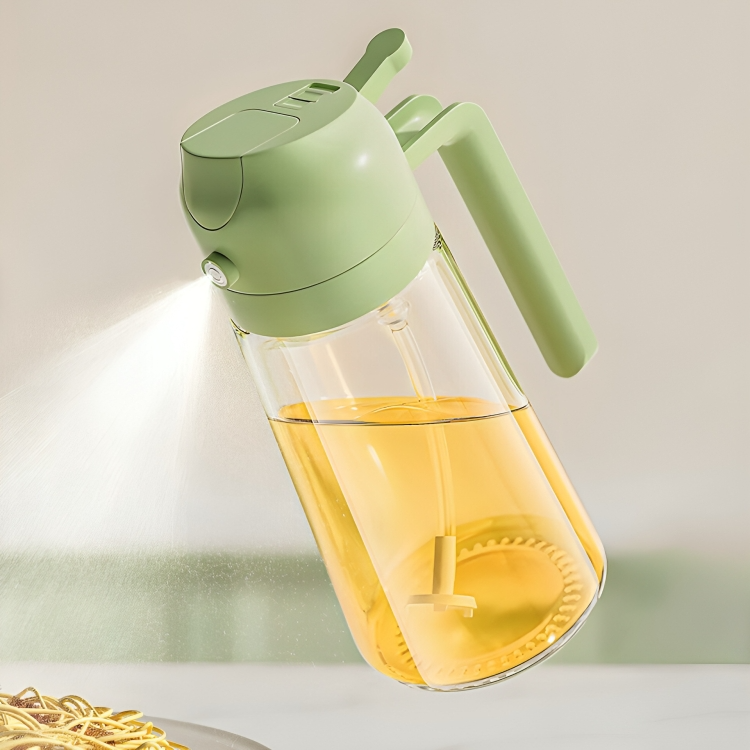 Flacon spray OilLux pour huile d'olive ou vinaigre, cuisine précise et dosage maîtrisé.