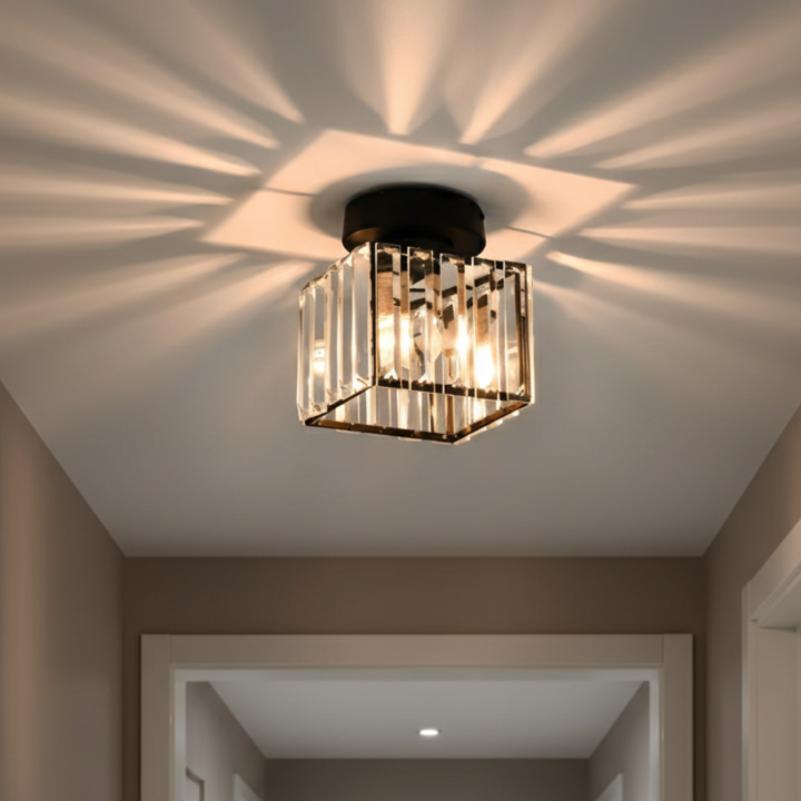 Plafonnier encastré moderne pour couloir. Éclairage design minimaliste, lumière chaleureuse E27.