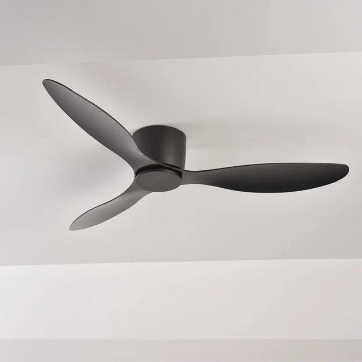 Ventilateur de plafond Virellona moderne avec éclairage LED intégré et télécommande pour salon.