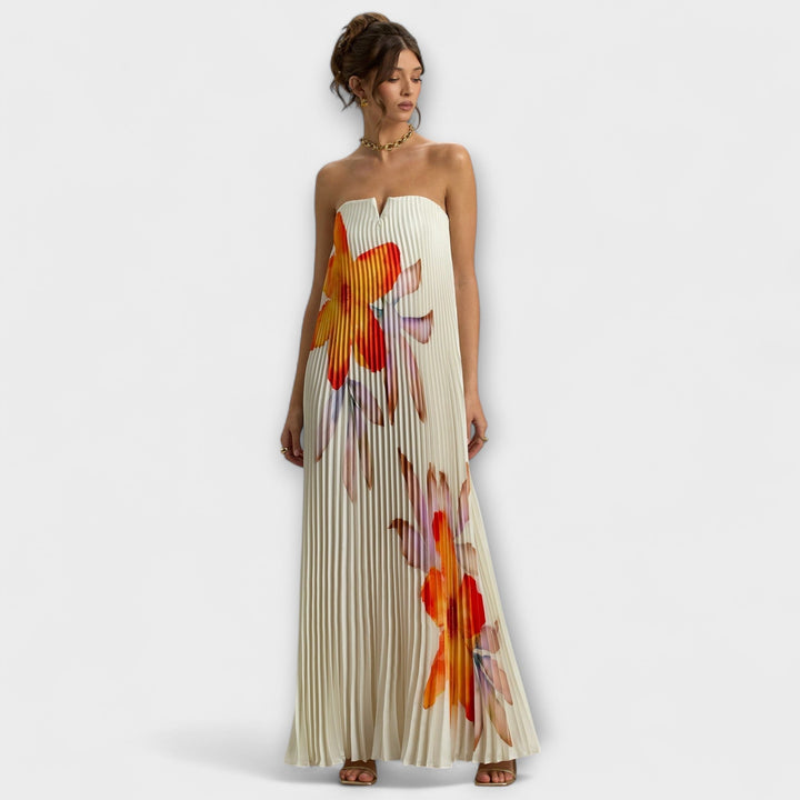 Robe maxi femme à imprimé floral, coupe confortable et chic pour printemps/été.