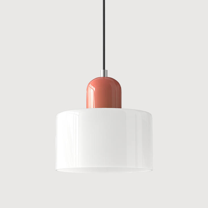 Luminaire suspendu Lumisio blanc, design Bauhaus pour salon, éclairage pur et moderne.