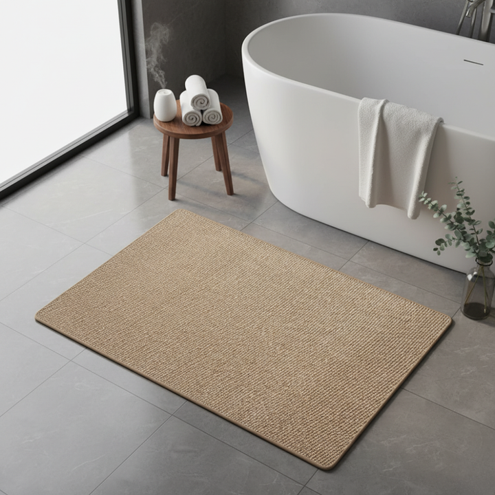 Tapis salle de bain antidérapant pour une sécurité accrue, prévenant les glissades et chutes.