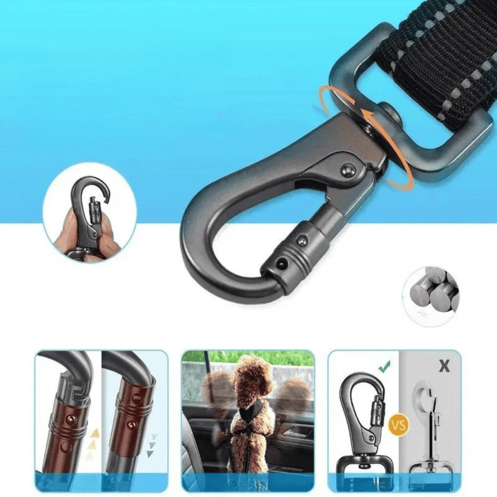 Ceinture de sécurité robuste pour chien, maintient votre animal en place et sécurisé pendant les trajets en voiture.