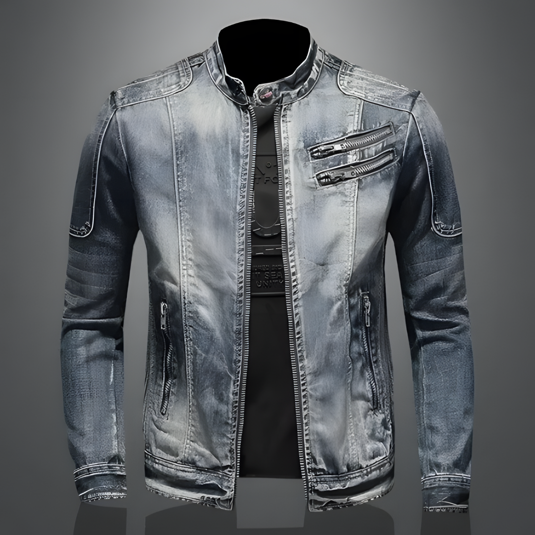 Veste homme moderne et confortable, bleu, idéale pour un look urbain décontracté. Vêtement extérieur masculin durable.