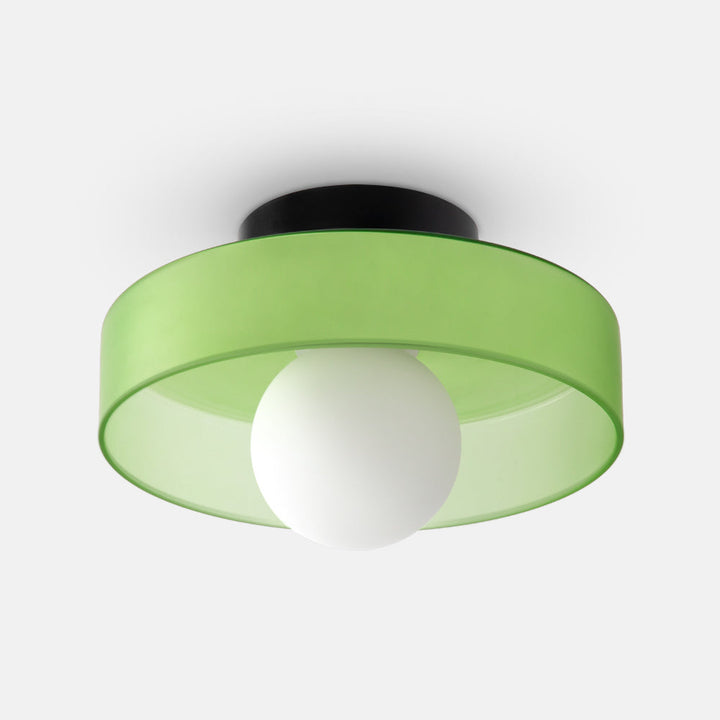 Plafonnier LED rond, design moderne et épuré, pour un salon lumineux.