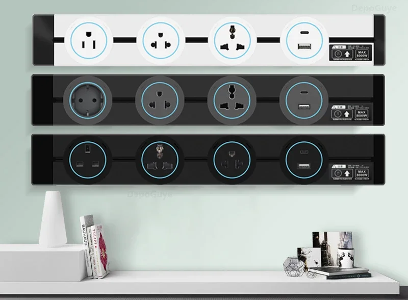 Prise murale universelle avec ports USB, idéale pour la maison connectée et le bureau moderne.