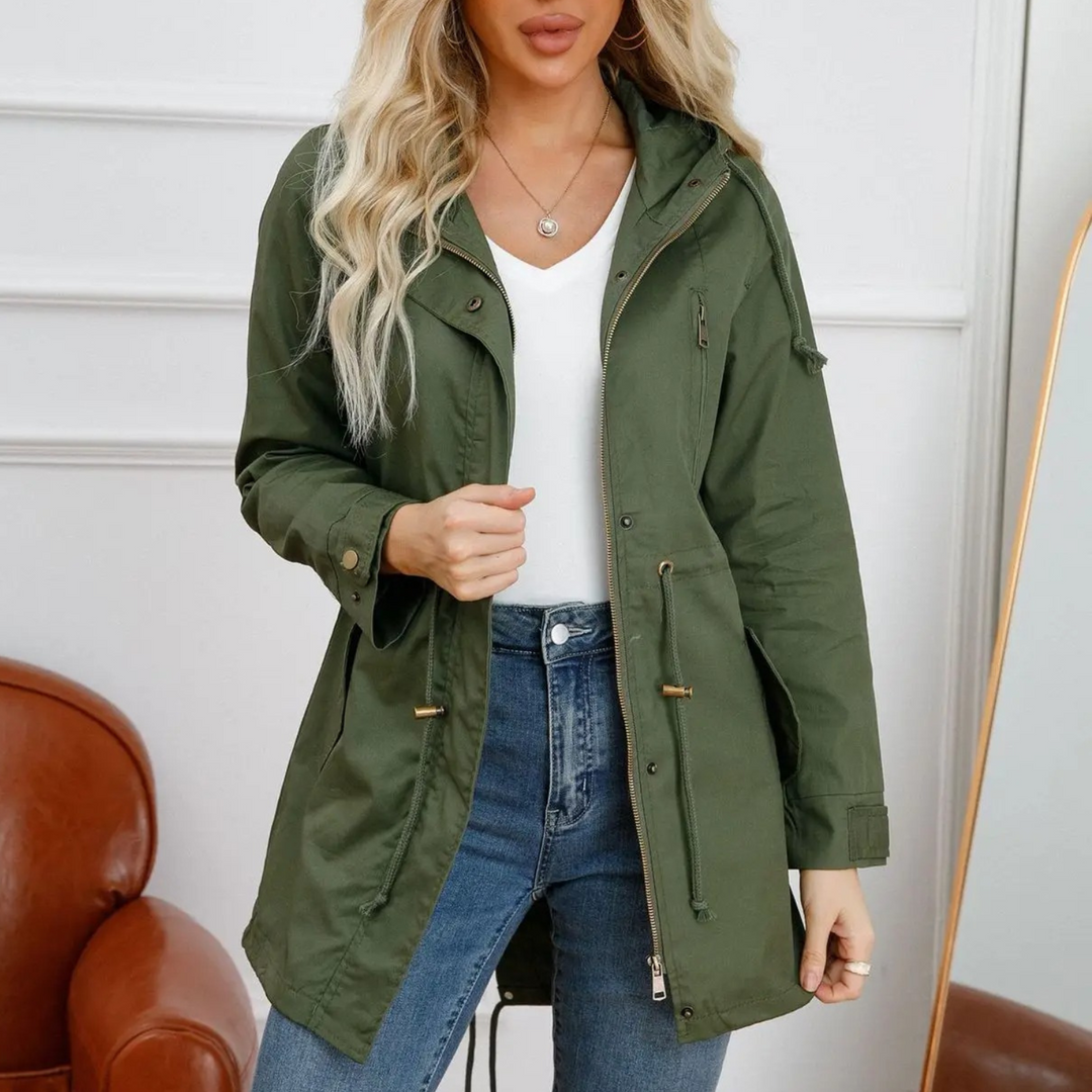 Coupe-vent léger femme à capuche, élégance décontractée, parfait pour le printemps et l'automne.