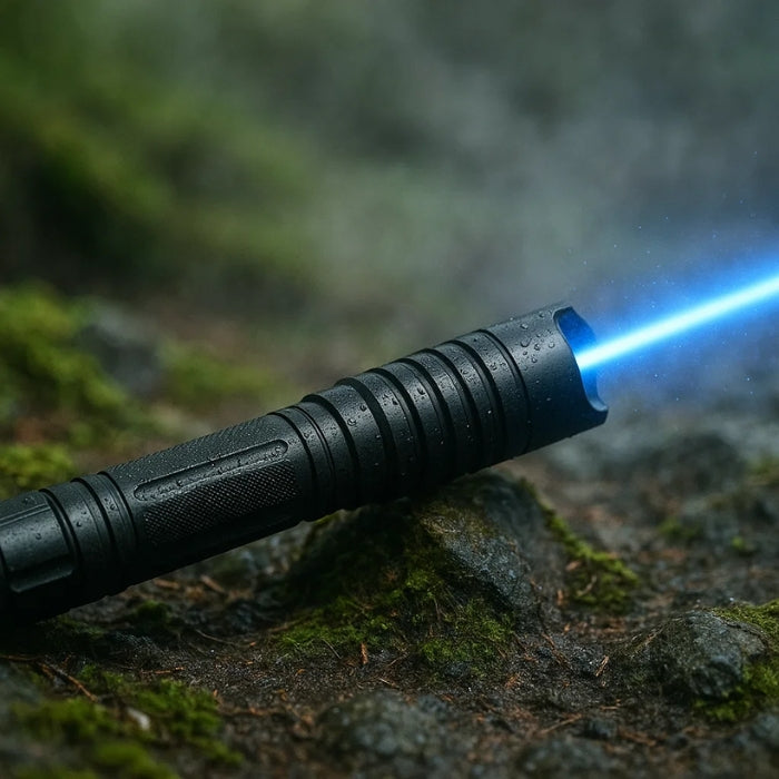 Torche Laser AeroForge Pro étanche, lumière de survie puissante pour extérieur et urgences.