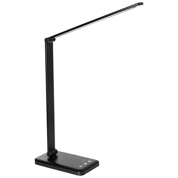 Lampe de table LED tactile dimmable, rechargeable USB, idéale pour bureau, lecture et ambiance moderne.