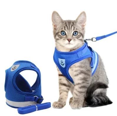 Harnais chat respirant et confortable pour des promenades en toute sécurité. Idéal pour chaton et chats adultes.