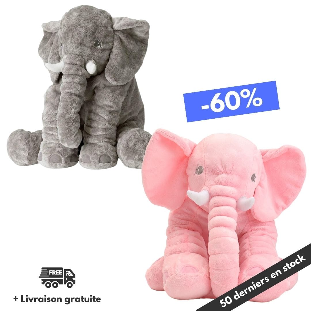 Doudou éléphant géant moelleux pour nouveau-né, offrant un confort optimal et un soutien pour dormir.