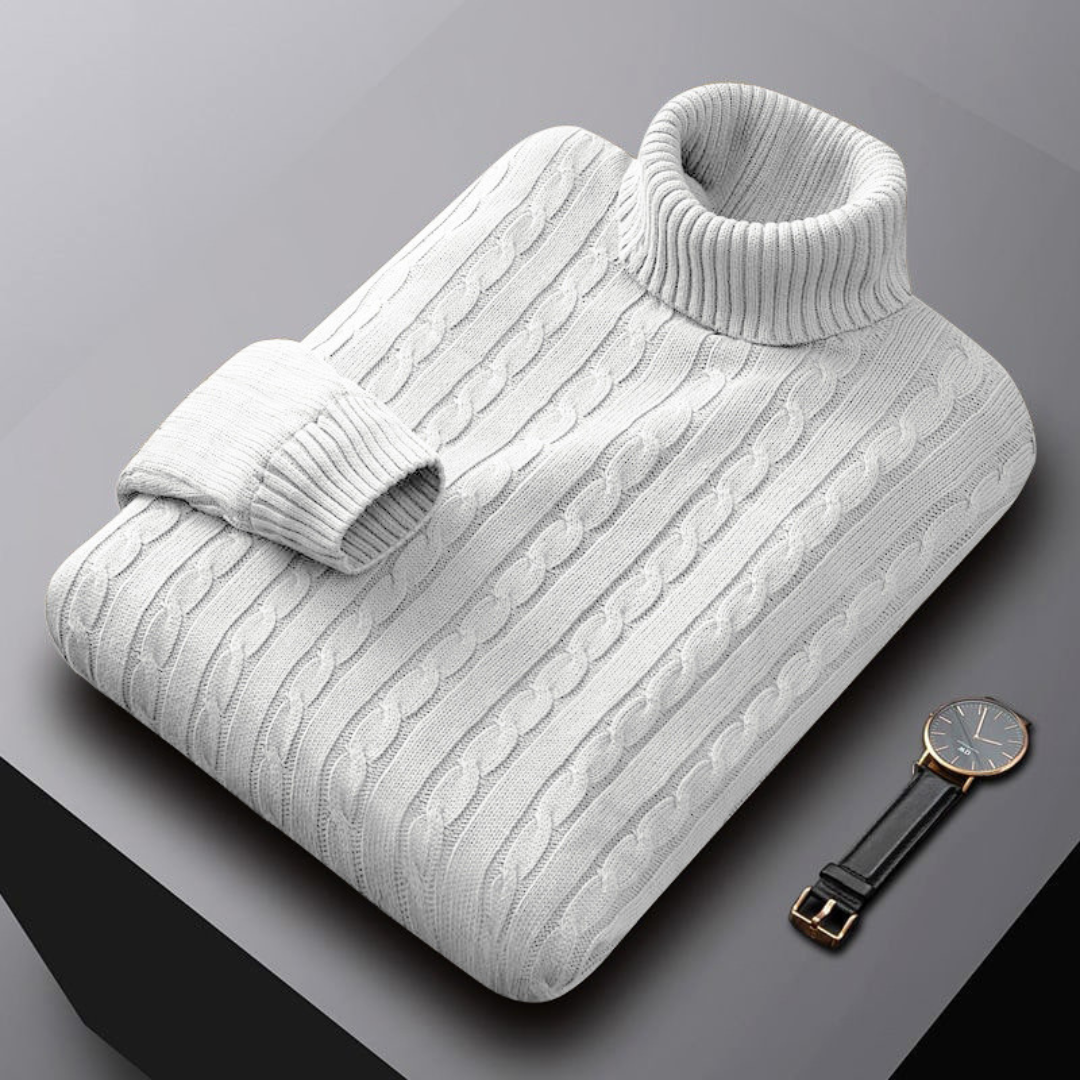 Pull homme luxe gris en maille douce, parfait pour l'hiver. Confort et élégance assurés.