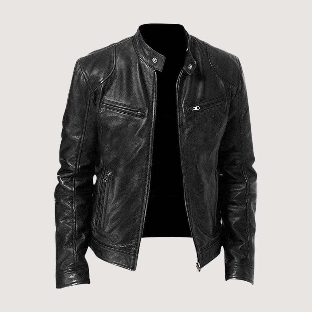 Blouson homme marron chic, confortable, coupe ajustée. Vêtement masculin style casual élégant.