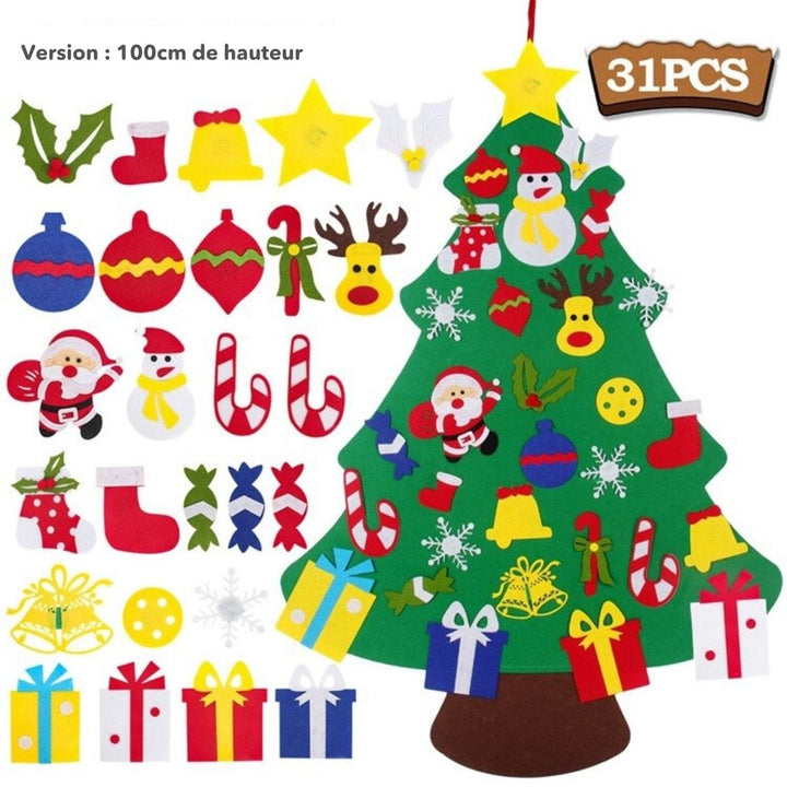 Cadeau créatif pour enfants: kit de sapin de Noël Montessori en feutre DIY, parfait pour le bricolage de Noël.