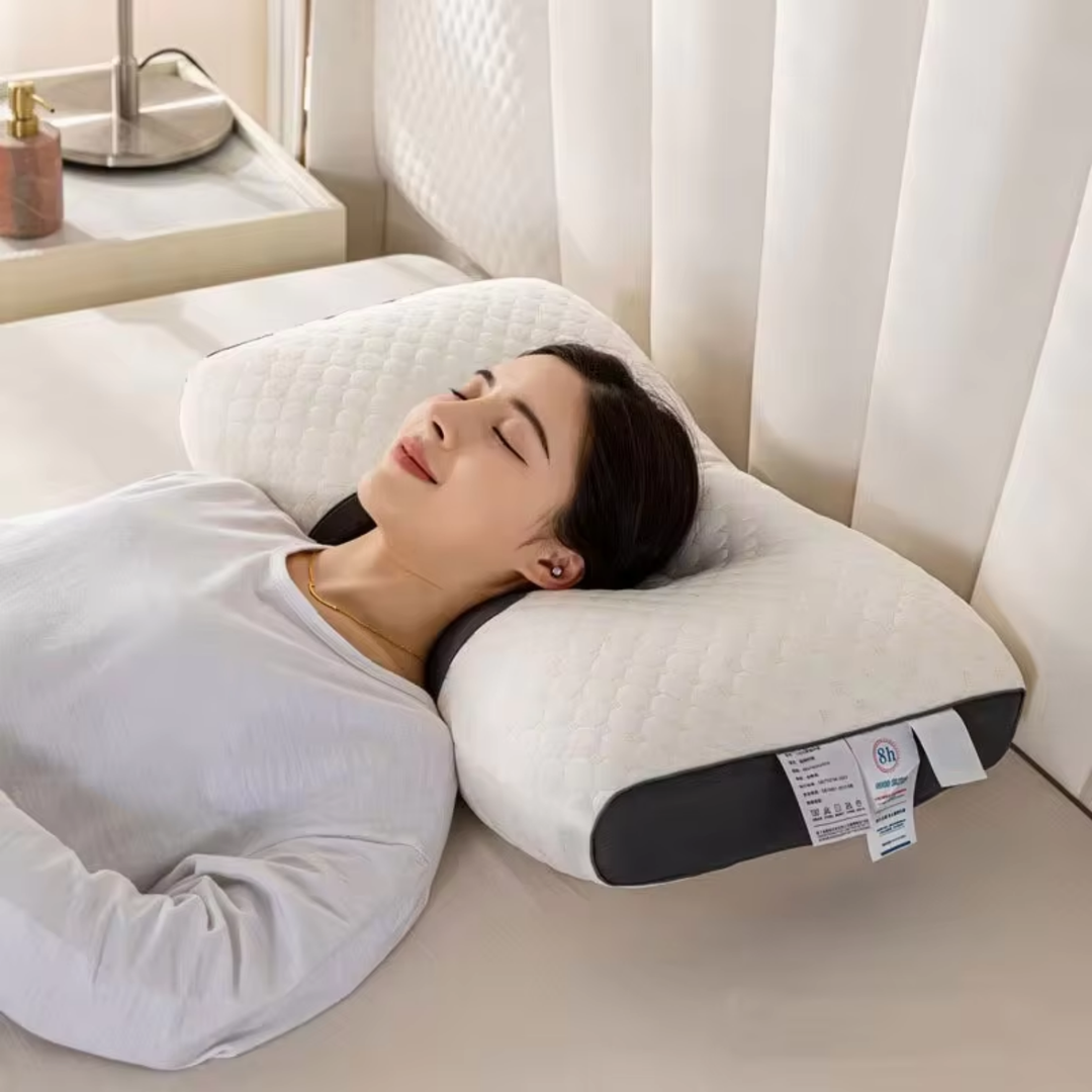 Coussin cervical orthopédique ergonomique en mousse mémoire pour soutien nuque et sommeil réparateur.
