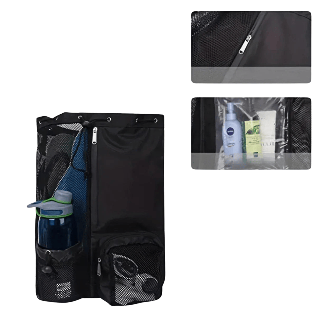 Sac à dos filet grande capacité pour fitness, natation ou voyage. Léger, résistant, idéal pour les sports d'été.