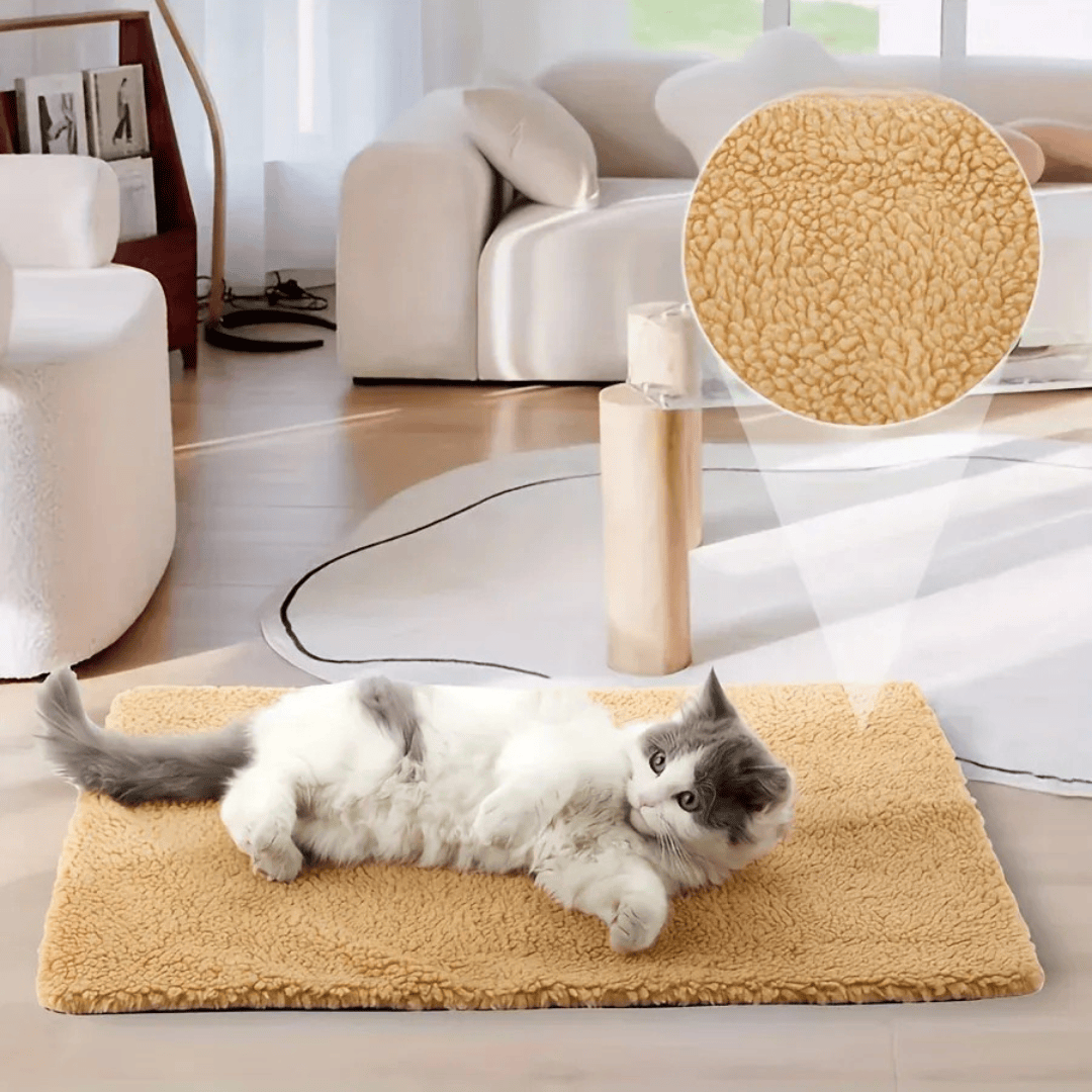 Tapis thermique doux pour chien et chat, procurant une chaleur sans électricité pour un confort optimal.