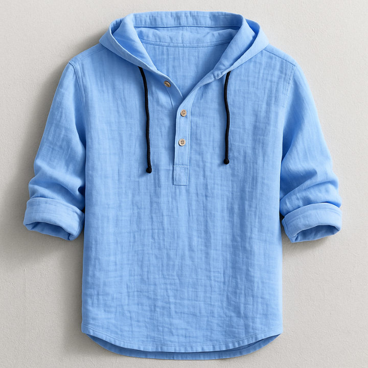 Gros plan sur le tissu doux et confortable d'une chemise à capuche homme, pour un vêtement masculin de qualité.