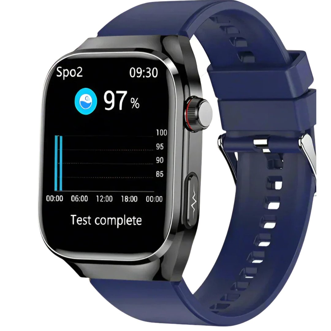Montre connectée AeroPulse unisexe noire, suivi complet santé: glycémie, ECG, activité.