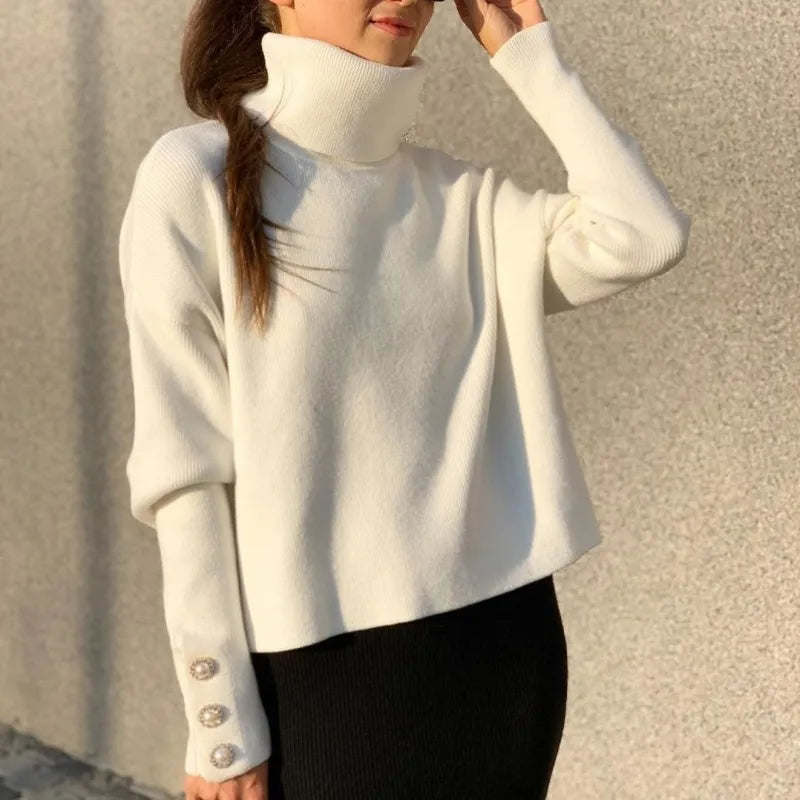 Pull tricot femme décontracté hiver, doux et confortable. Idéal pour un look stylé automne-hiver.