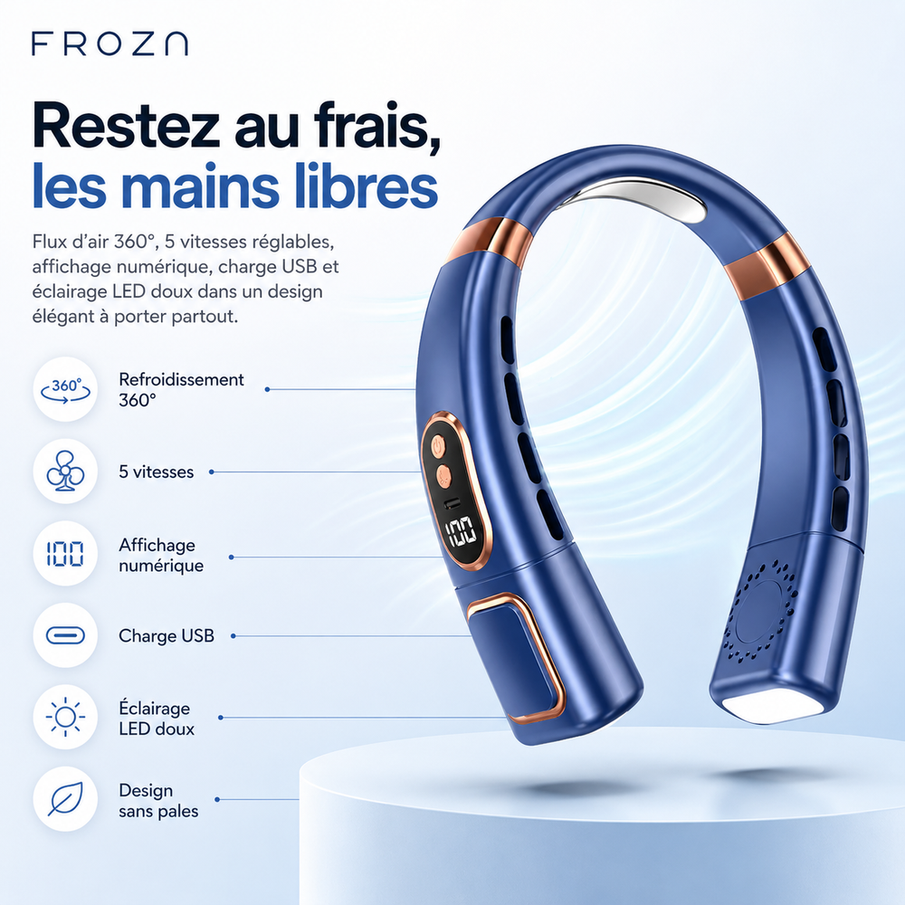 Rafraîchisseur personnel numérique rechargeable, idéal pour le sport et les voyages.
