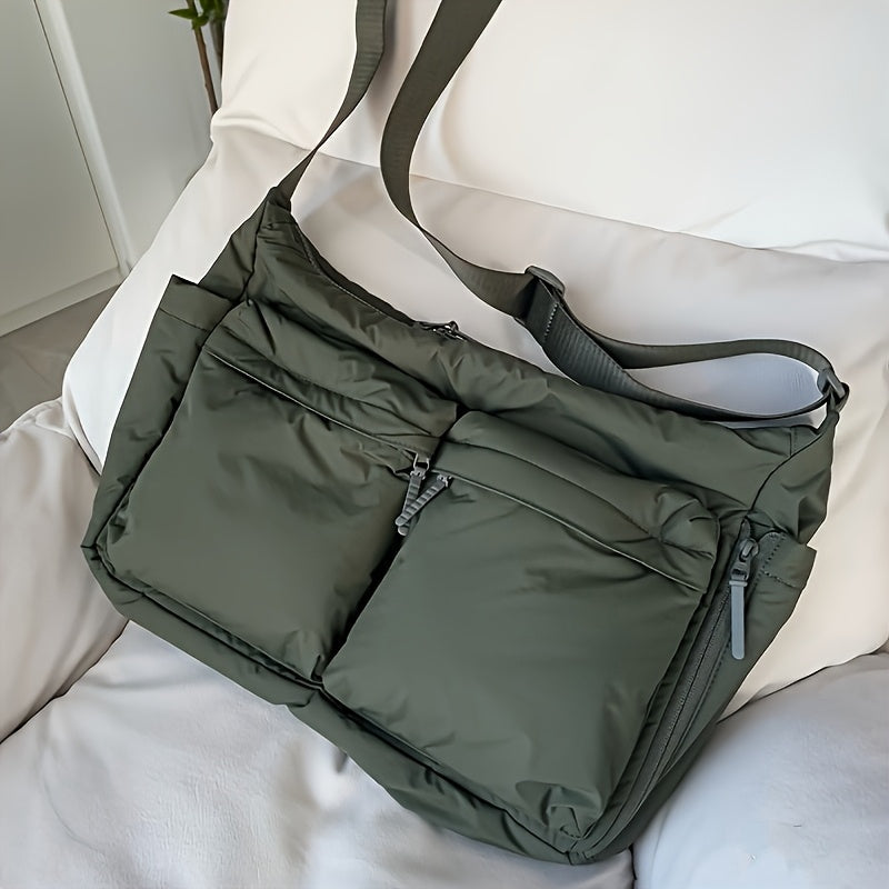 Sac bandoulière unisexe avec compartiment rembourré pour ordinateur portable, grand pour sport et travail.